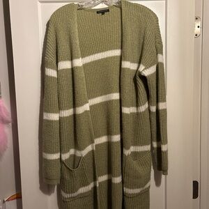 Olive Green Striped Women's Sweater